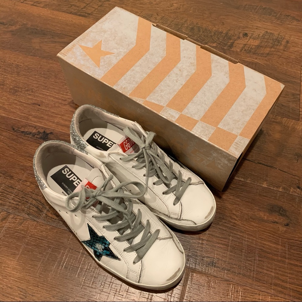Golden Goose Superstar distressed leather sneakers